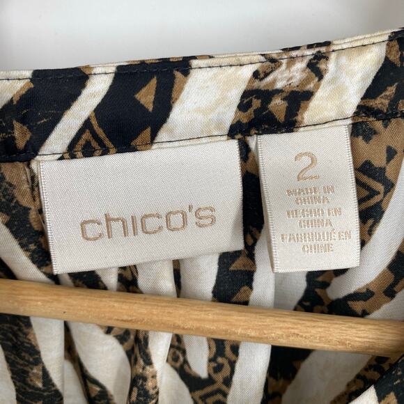 Chico’s Tunic Women’s Large Flowy Animal Print Romantic Feminine Balloon Sleeve - Picture 3 of 8